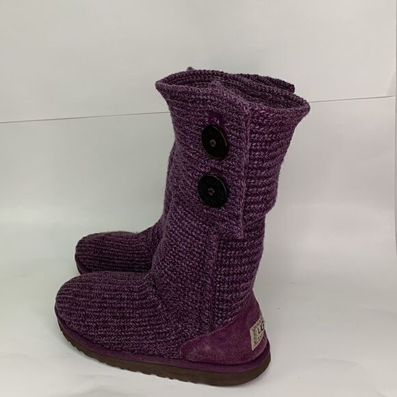 UGG Australia purple Sweater knit button boots size 5 - Picture 6 of 16
